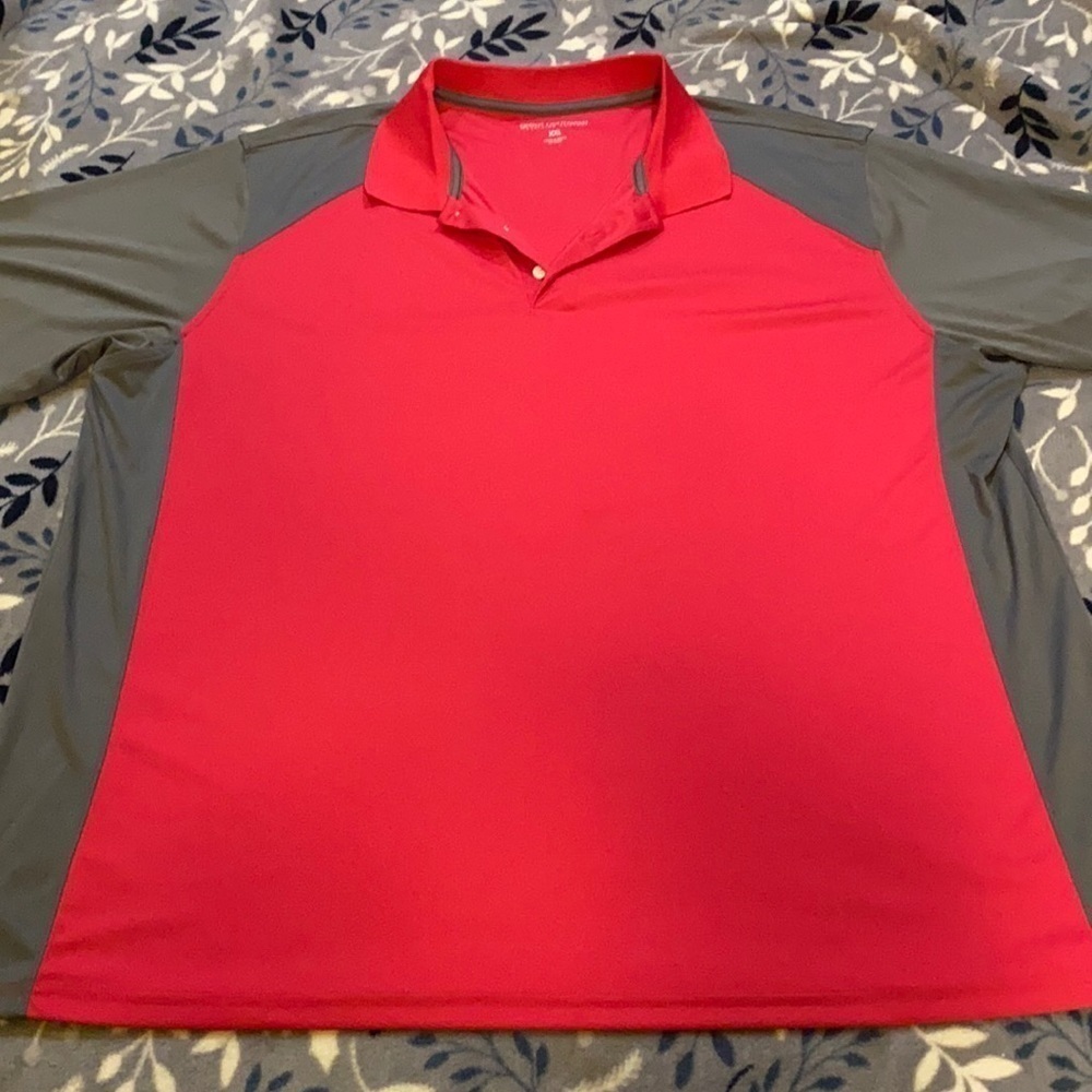 ❤️❤️❤️ HOST PICK Men’s XXL Bright Pink and Gray Sleeved Polo Shirt